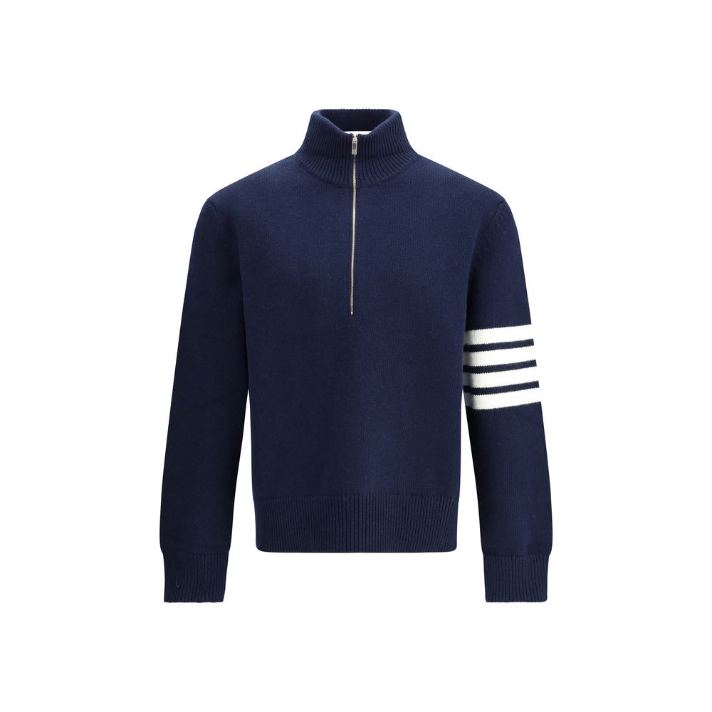 Thom Browne Elegant Sweater with half-zip detail on the neck